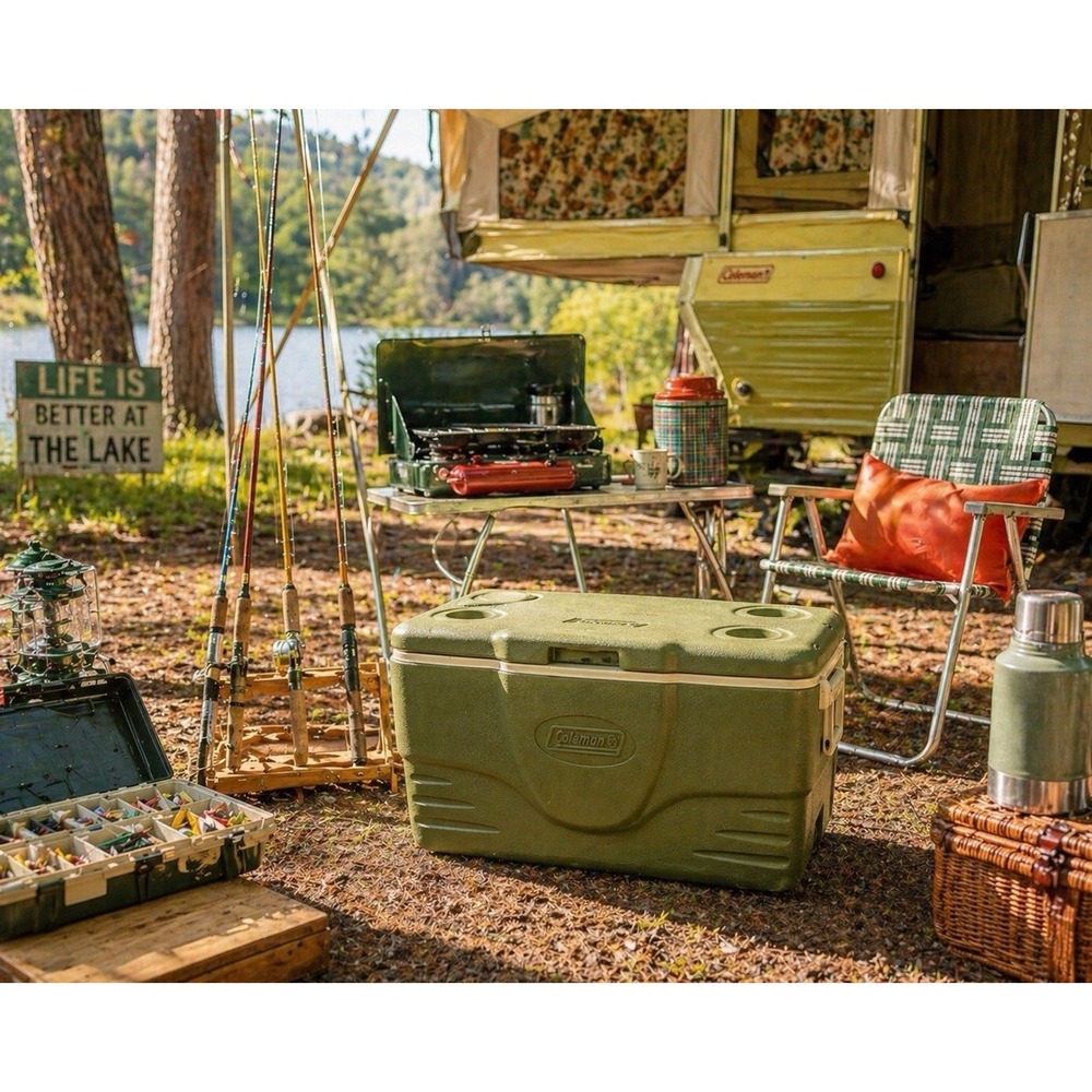Vintage Coleman Avocado Green Cooler 6286/6250 Classic Camping Americana